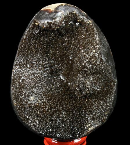Septarian Dragon Egg Geode - Black Crystals #83210